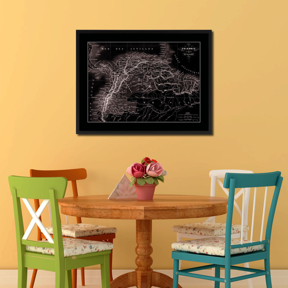 Columbia Venezuela Guianna Vintage Vivid Sepia Map Canvas, 28"x37"