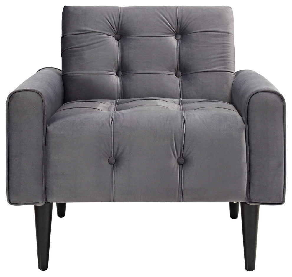 Delve Velvet Armchair, Gray