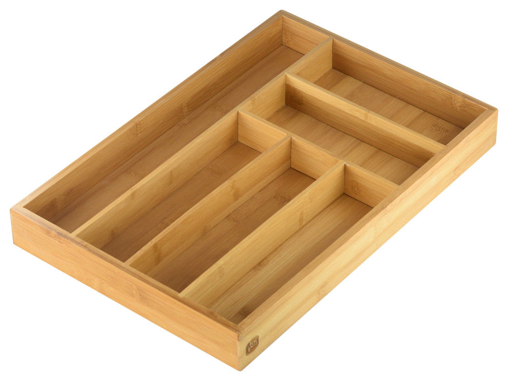 YBM HOME Bamboo Cutlery and Knives Tool Tray, 6 Compartment Fixed
