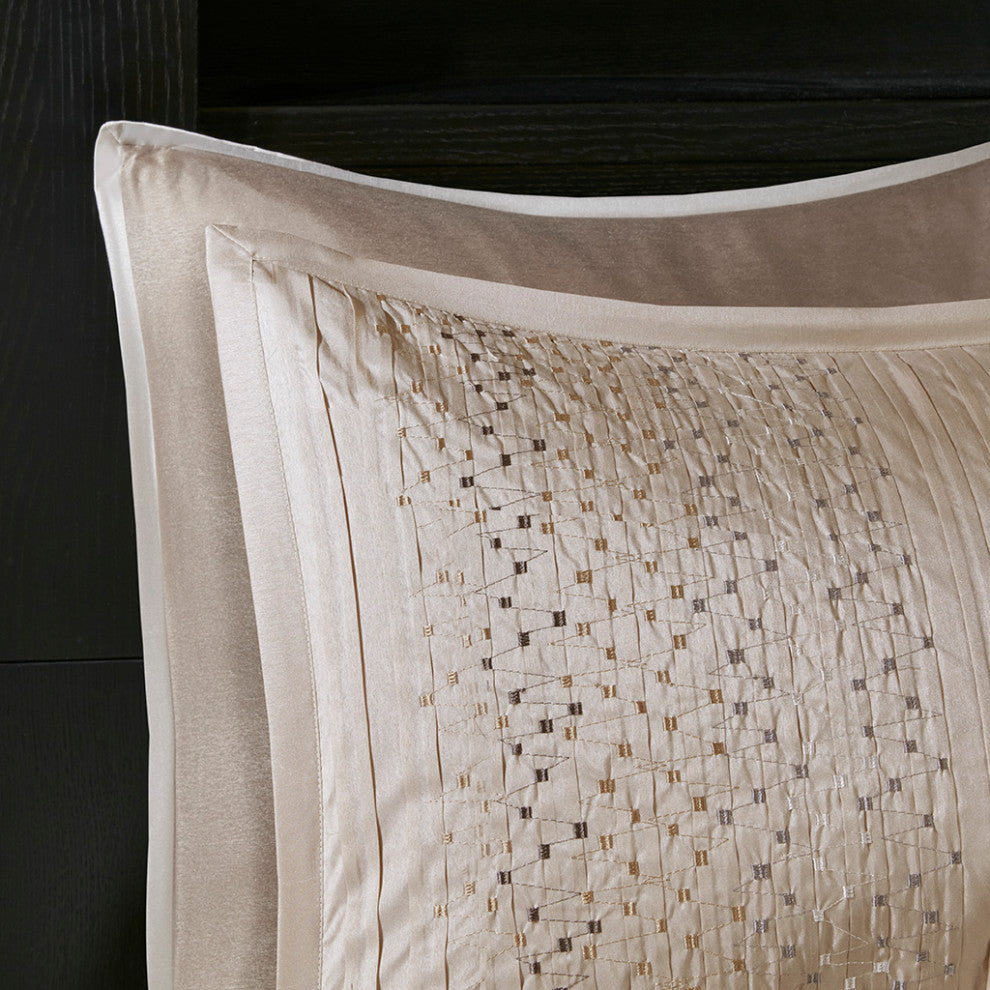 Madison Park Camelia 8 Piece Embroidered Comforter Set in Natural