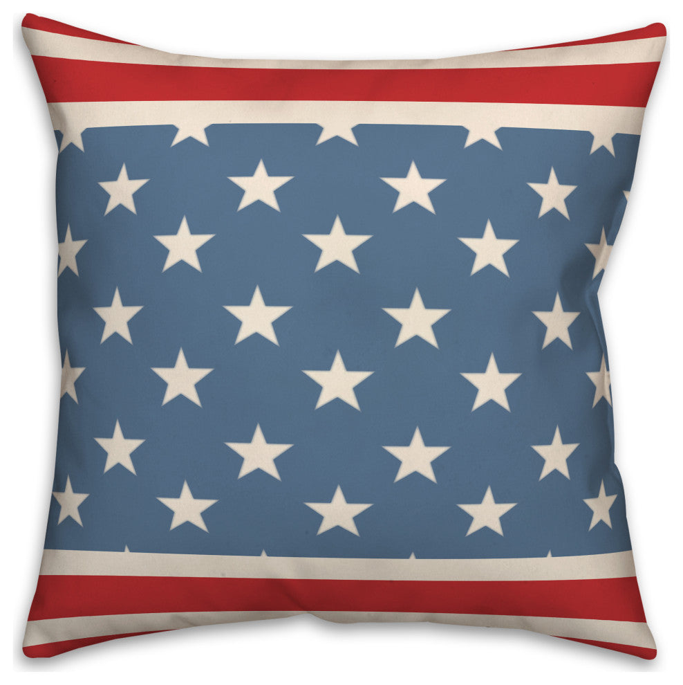 Red and Blue Stars and Stripes 18"x18" Spun Poly Pillow