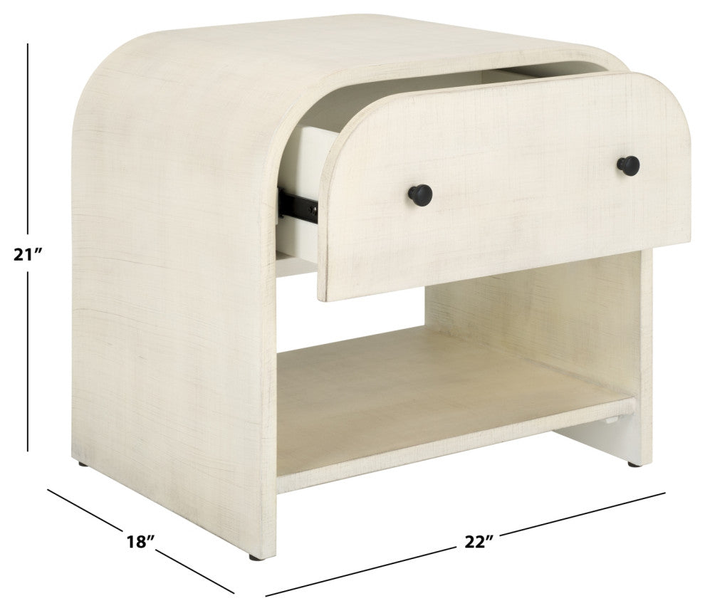 Safavieh Couture Jaqualina 1 Drawer Wood Nightstand, White