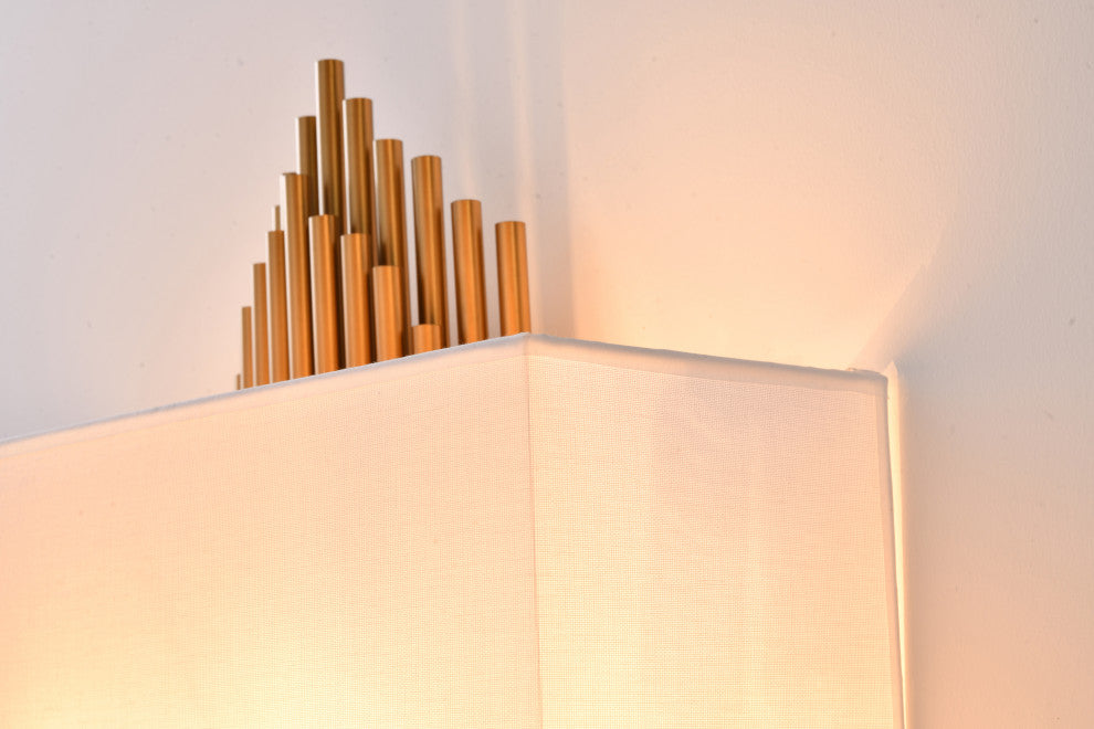 Antique Brass Rod Wall Sconce, Shade