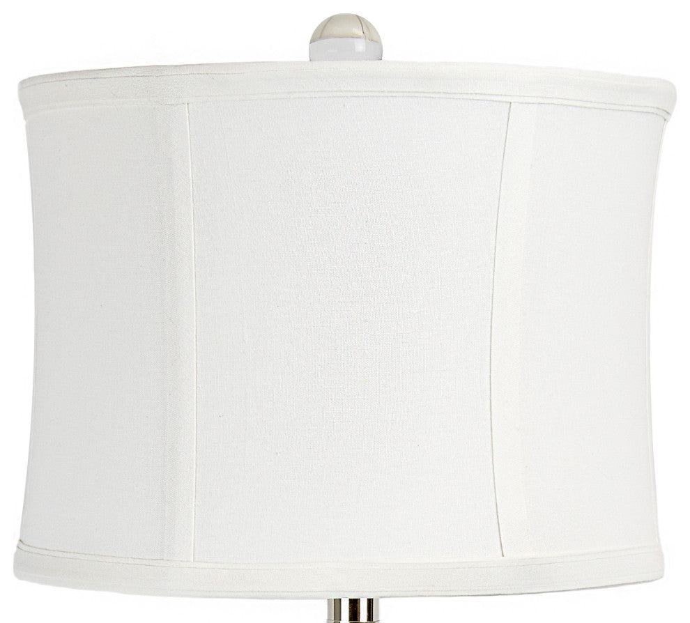 25.75" Clear Crystal Table Lamps,  Polished Nickel/Off White Shades, Set of 2