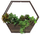 Set Of 2 Hexagon Wood And Metal Framing Wall Hanging Planters W/ Hard Liners