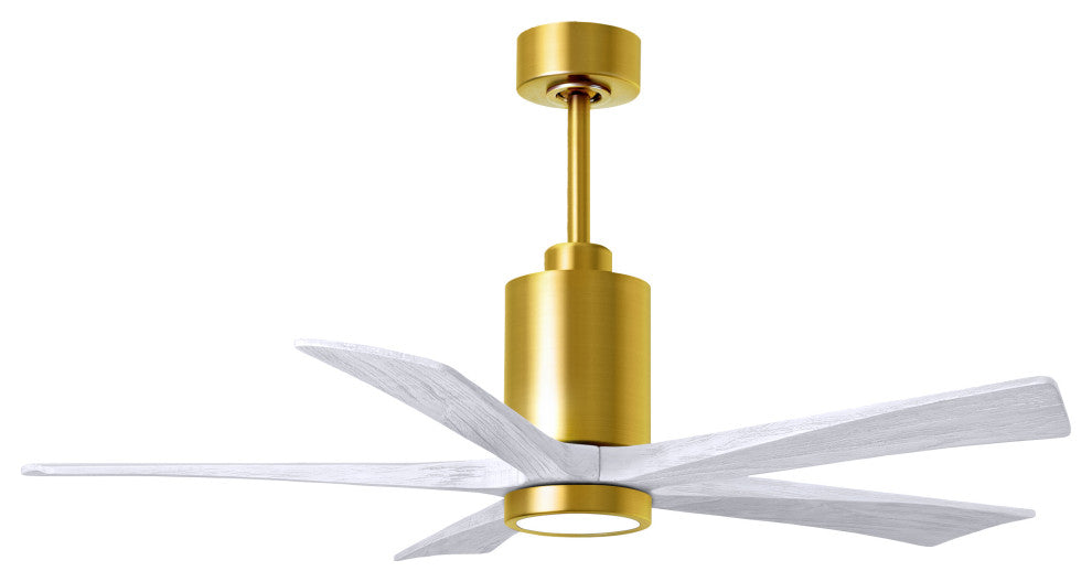 Patricia-5 5-Blade Ceiling Fan, LED Light Kit, Brushed Brass/Matte White, 52