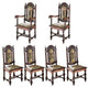 Charles Ii Arm Chairs, 6 Piece Set