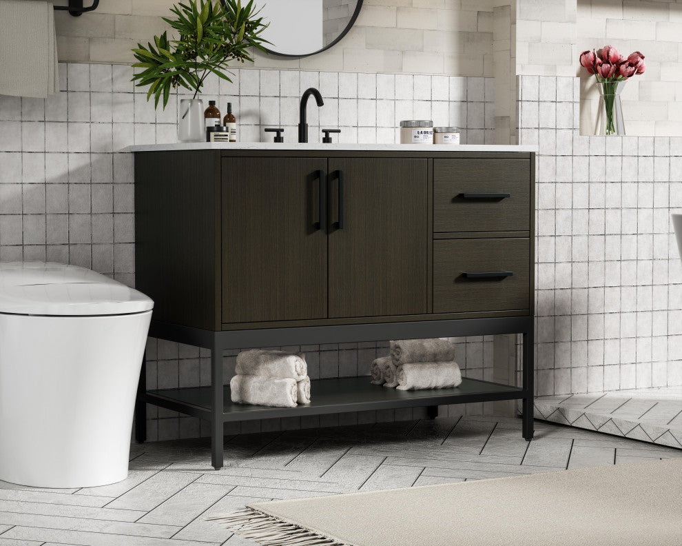 Home Living 42" Single Bathroom Vanity, Mocha Brown