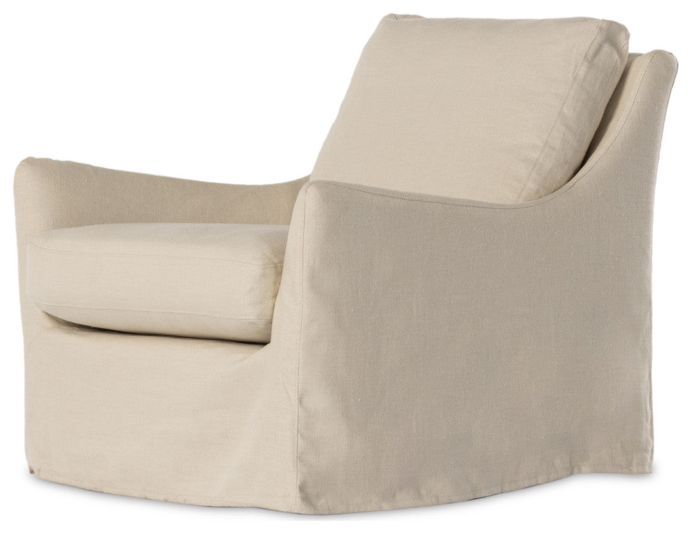 Monette Slipcover Swivel Chair-Natural