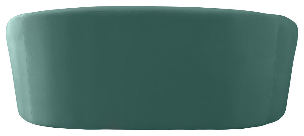 Riley Velvet Upholstered Rounded Loveseat, Mint