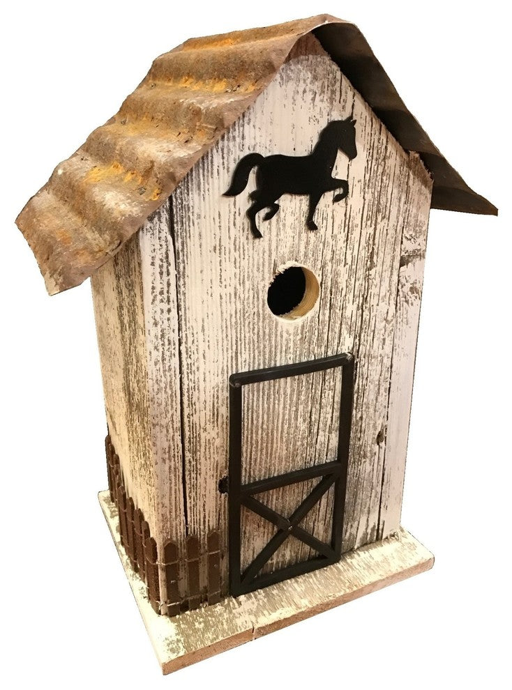 Summitville Stable Birdhouse, White