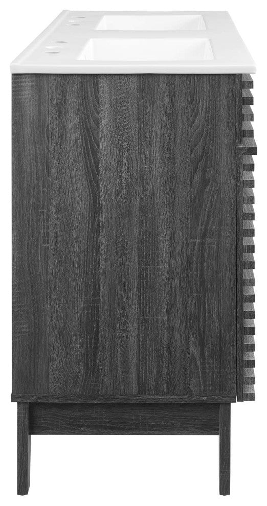 Render 48" Double Sink Bathroom Vanity, Charcoal White