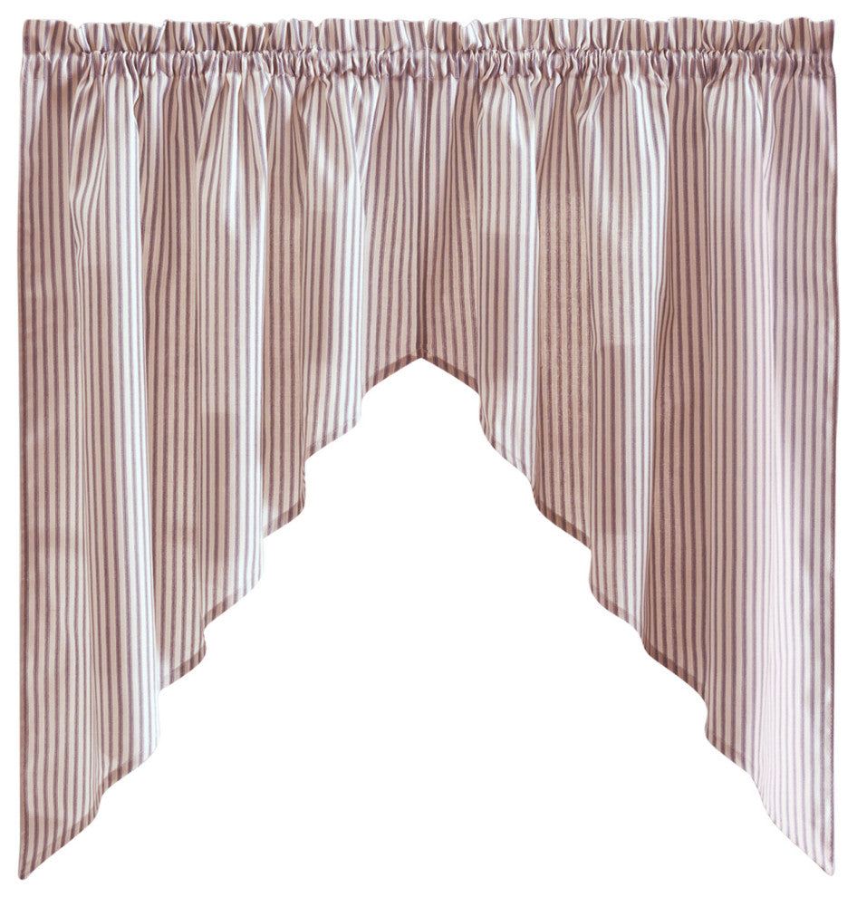 Plaza Stripe 56" x 36" Tailored Swag, Brick