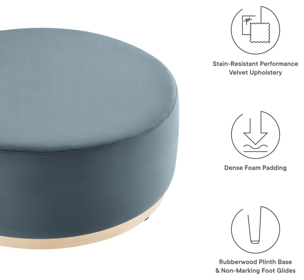 Tilden Large 38" Round Performance Velvet Upholstered Ottoman