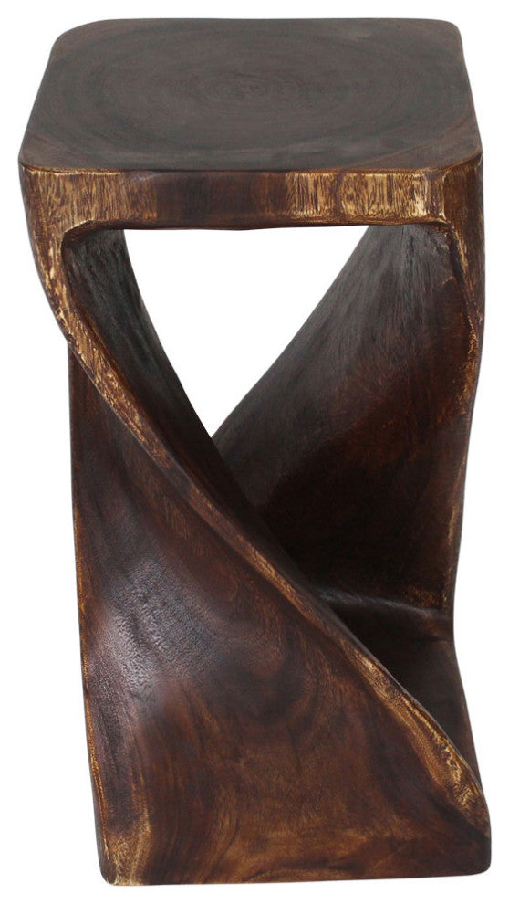 Haussmann® Original Wood Twist Stool 12 X 12 X 23 In High Mocha Oil