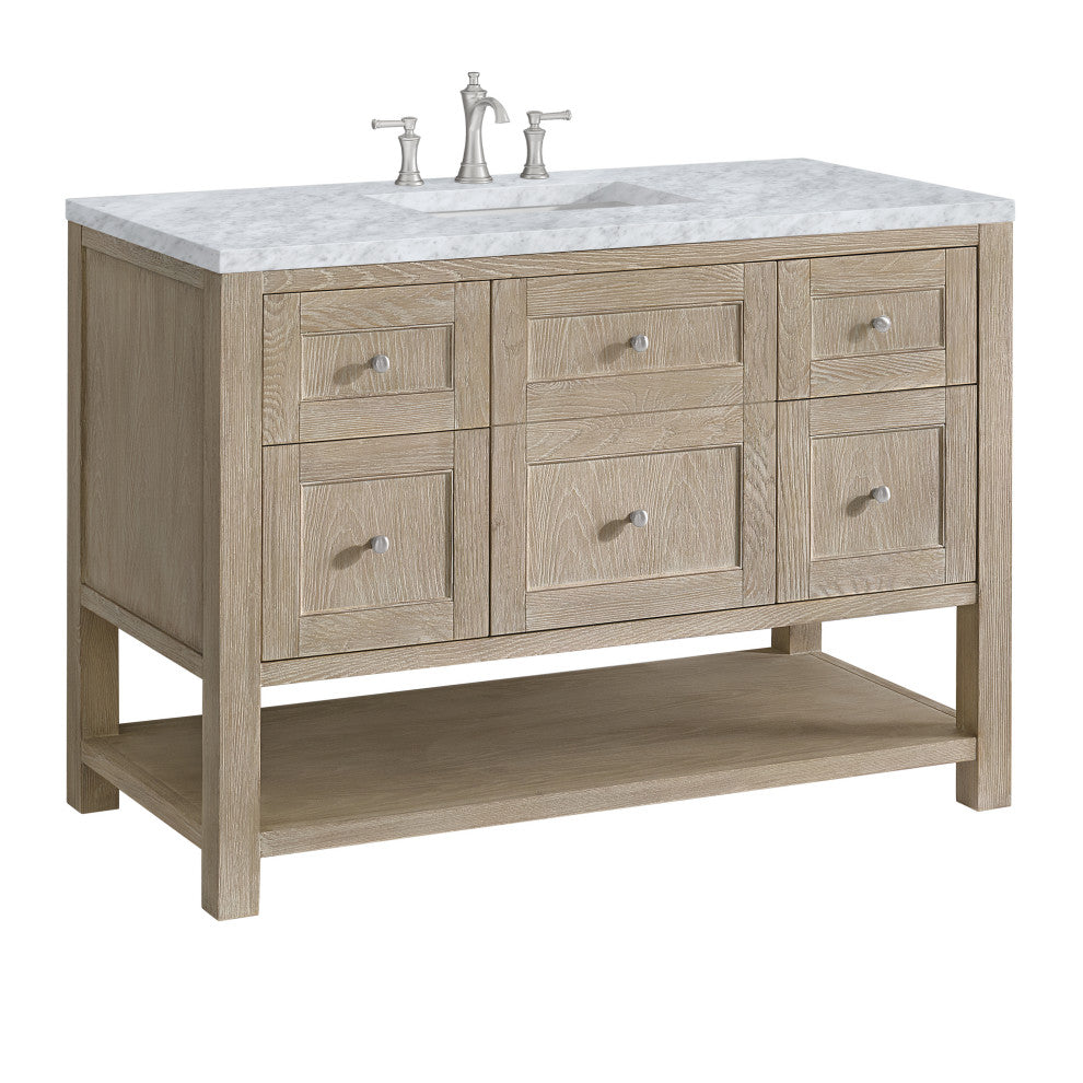 Breckenridge 48" Single Vanity, Oak, 3 CM Carrara White Marble Top