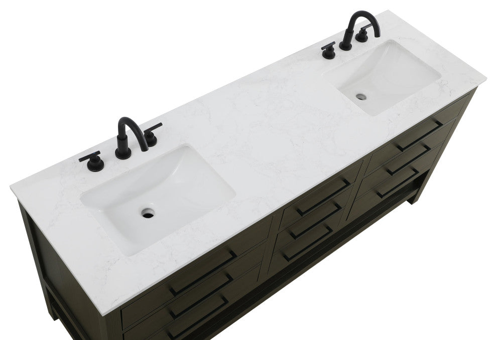 Home Living 72" Double Bathroom Vanity, Mocha Brown