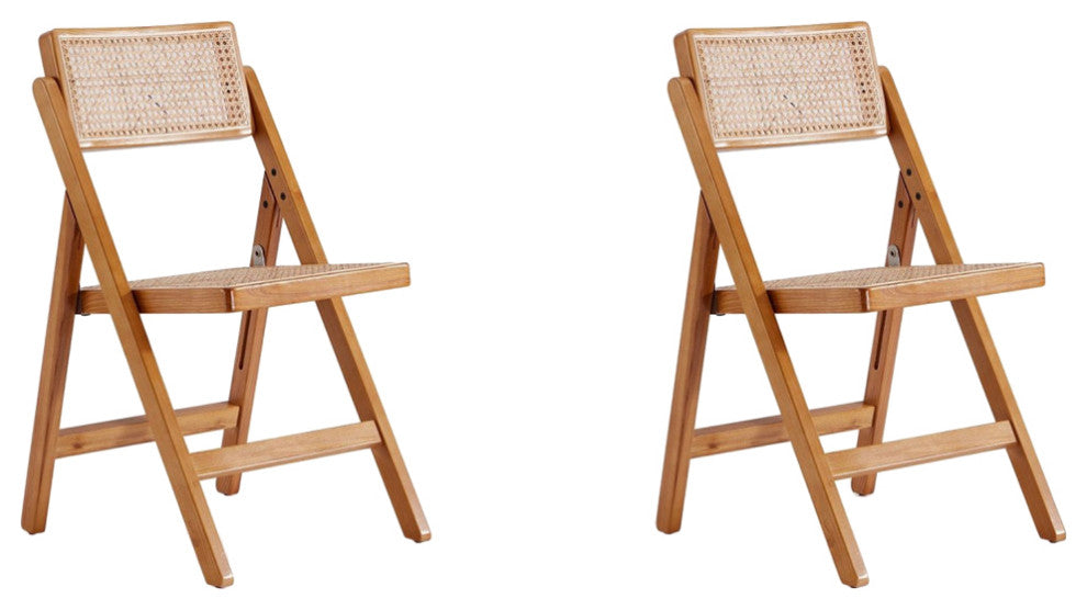 Manhattan Comfort Pullman Dining Folding Chair, Nature, Set of 2