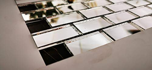 Mirror 1x2 Mesh Mounted Brick Glass Mosaic Tile,Silver, Set of 14 Shts
