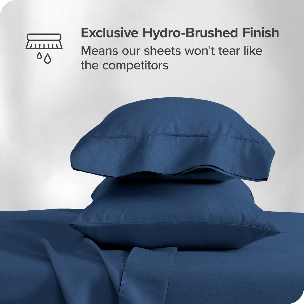 Bare Home 1800 Microfiber Sheet Set, Dark Blue, King