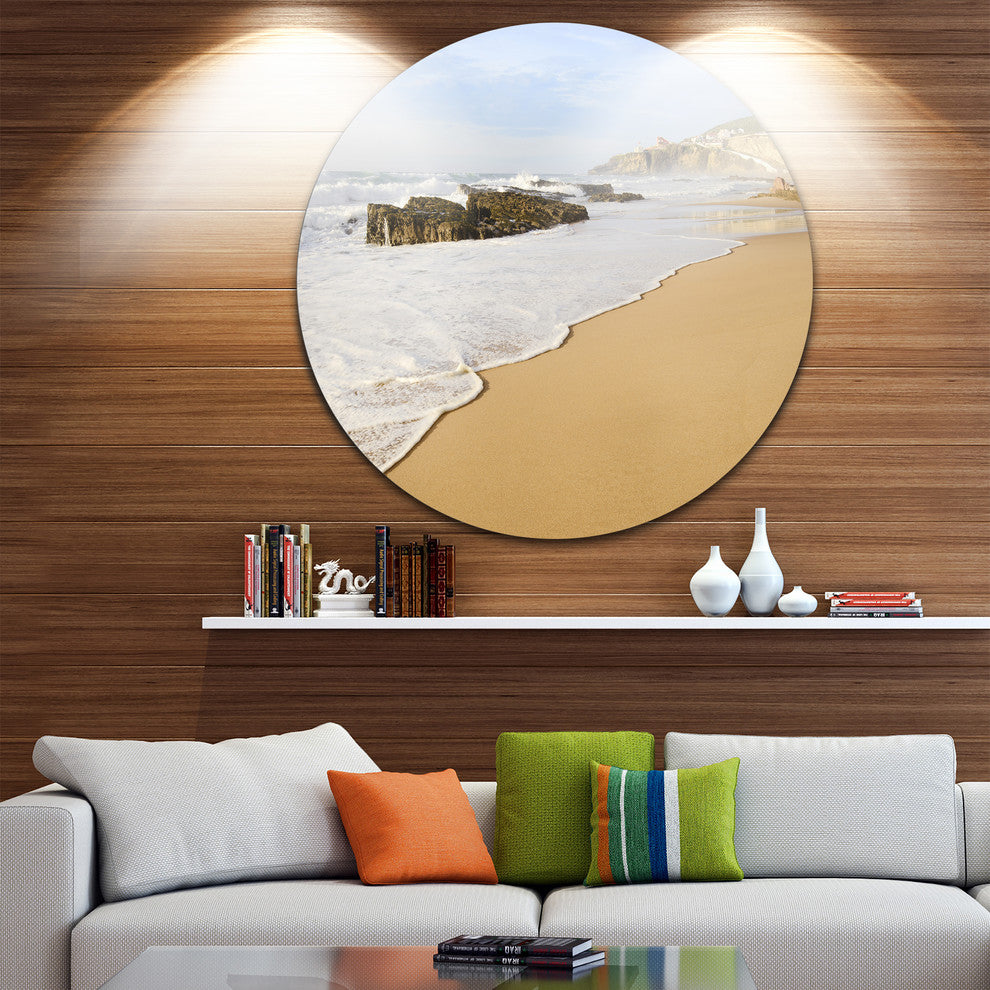 Magoito Beach Portugal, Seashore Disc Metal Artwork, 36"