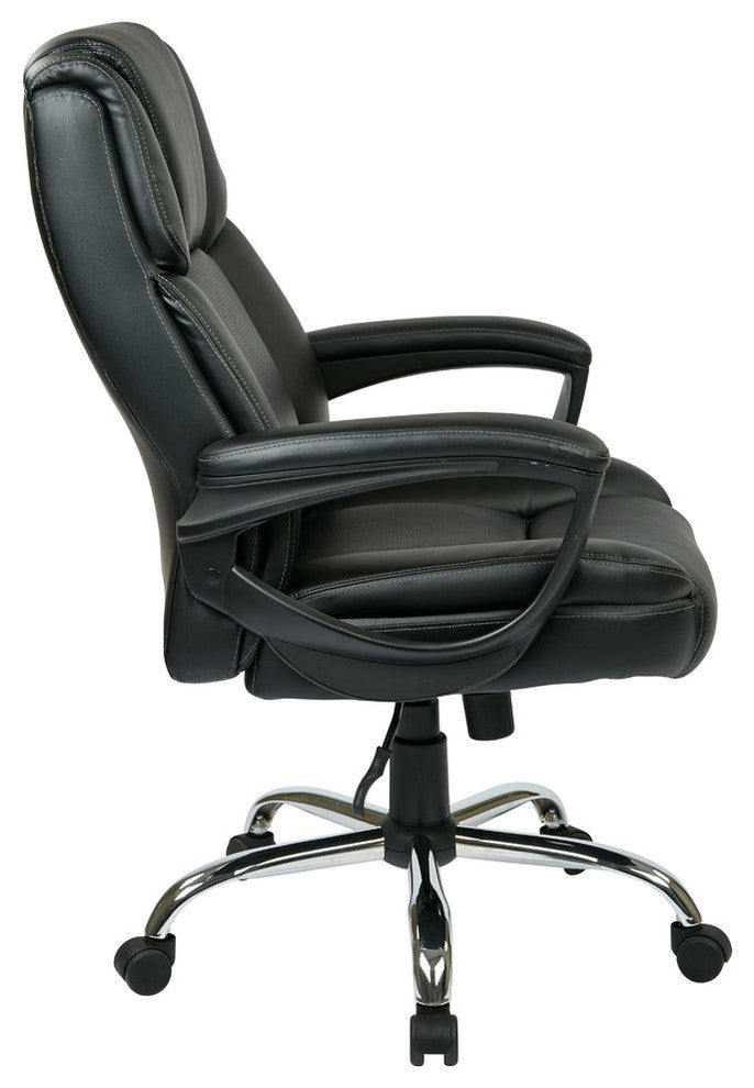 Executive Bonded Leather Big Mans Chair Padded Loop Arms in Black