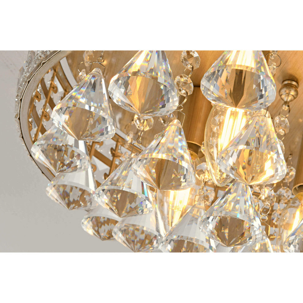 Madilynn Crystal Shade Champagne Flush Mount Chandelier