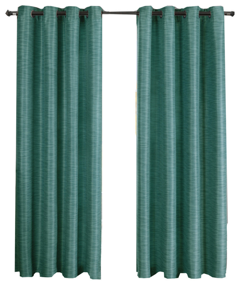 Galleria Blackout Thermal Insulated Stripe Curtain, Blue, 108"x108", Set of 2