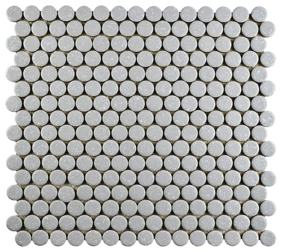 Hudson Penny Porcelain Mosaic Floor and Wall Tile, Crystalline Grey