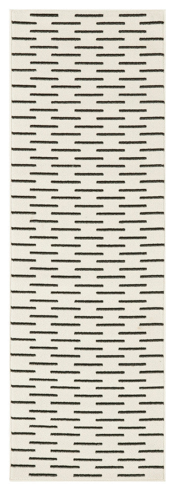 Nourison Nordic 2' x 6' Ivory Black Scandinavian Indoor Rug