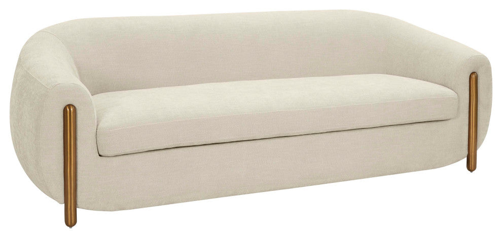 Lina Upholstered Sofa, Cream Textured Linen