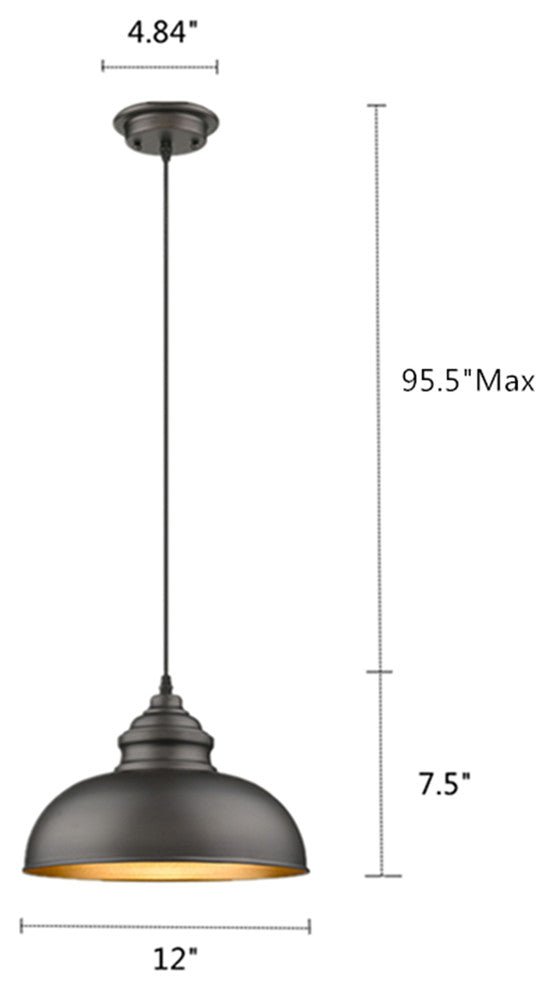 Ironclad 1-Light Rubbed Bronze Ceiling Mini Pendant 12"