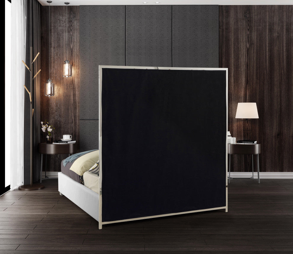 Milan Faux Leather Bed, White, Queen