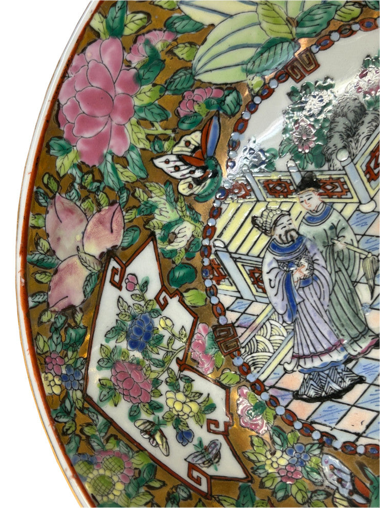 Chinese Vintage Famille Rose People Scenery Porcelain Art Bowl Hws4399