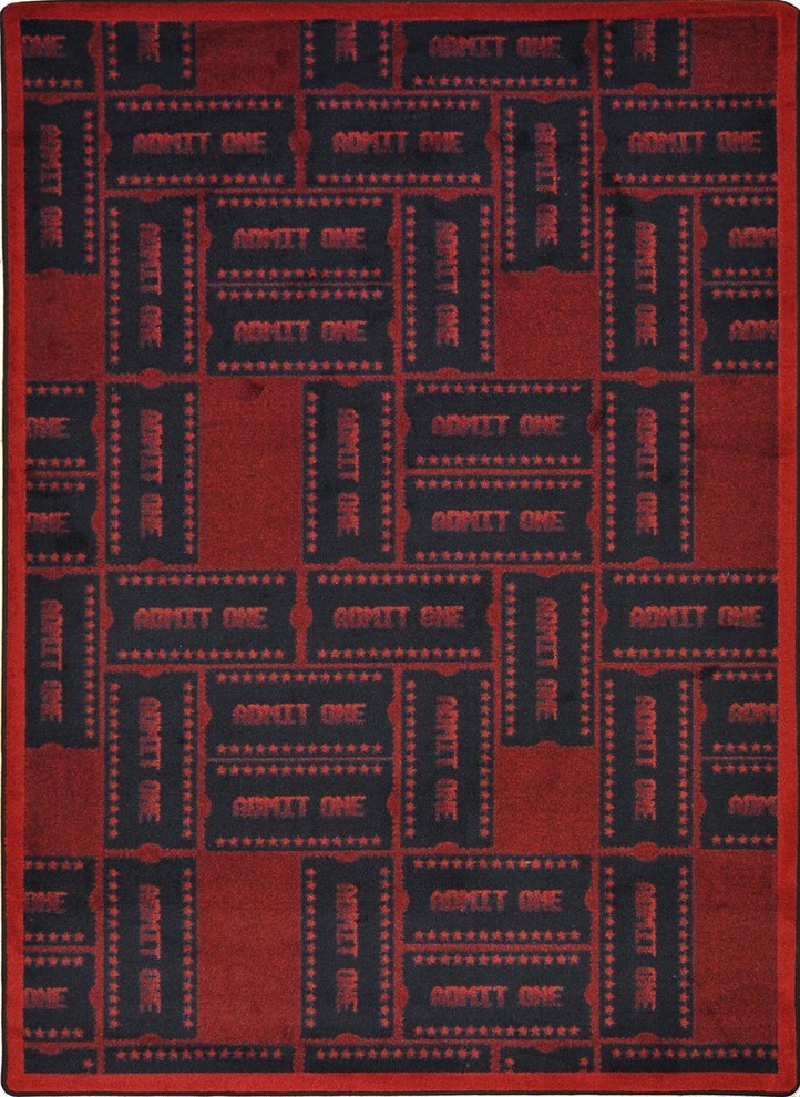Any Day Matinee Rug, Admit One, Burgundy, 7'8"x10'9"