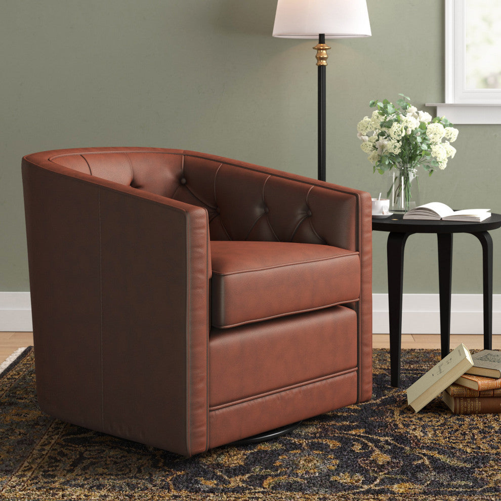 Walsh Swivel Accent Arm Chair, Garrett Brown