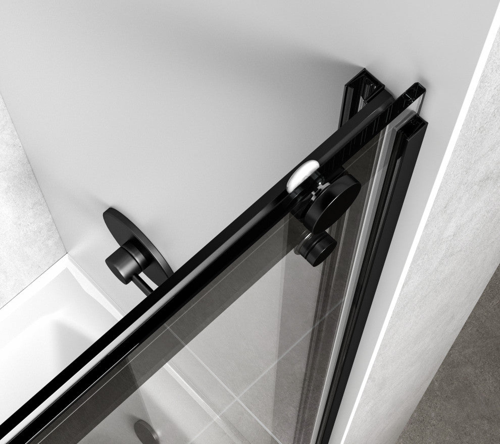 Home Living 60X60 Frameless Double Sliding Tub Door, Matte Black