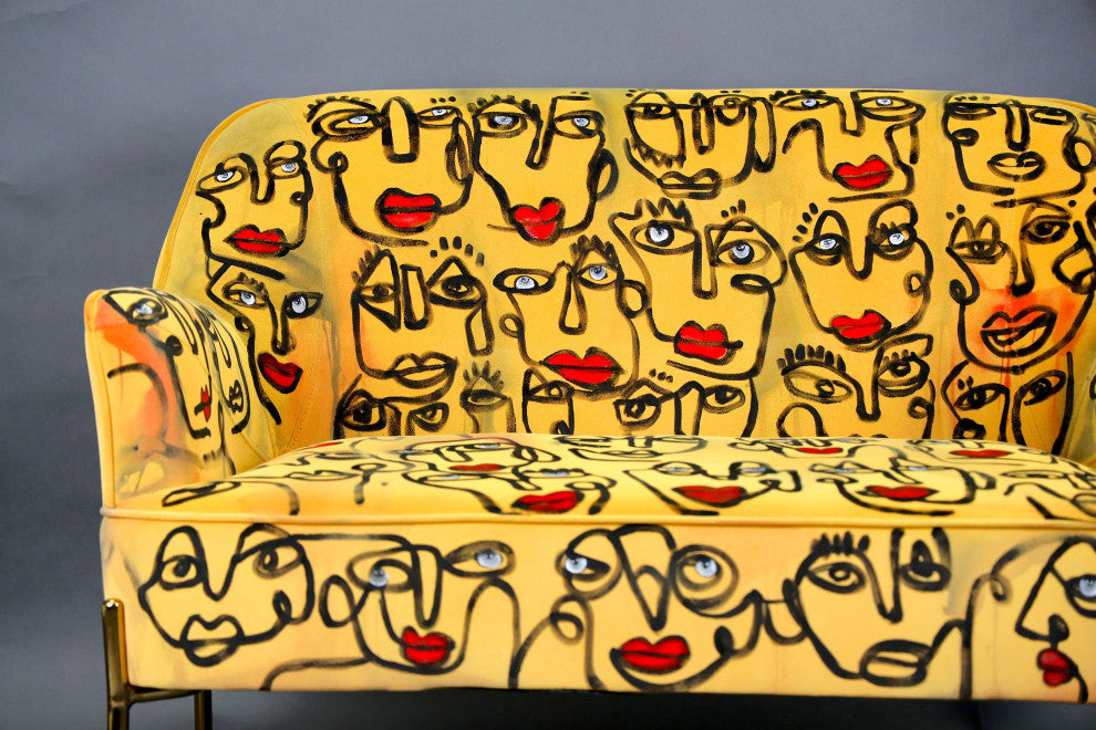Loveseat for master bedroom, Gift for her / for him, Velvet furniture