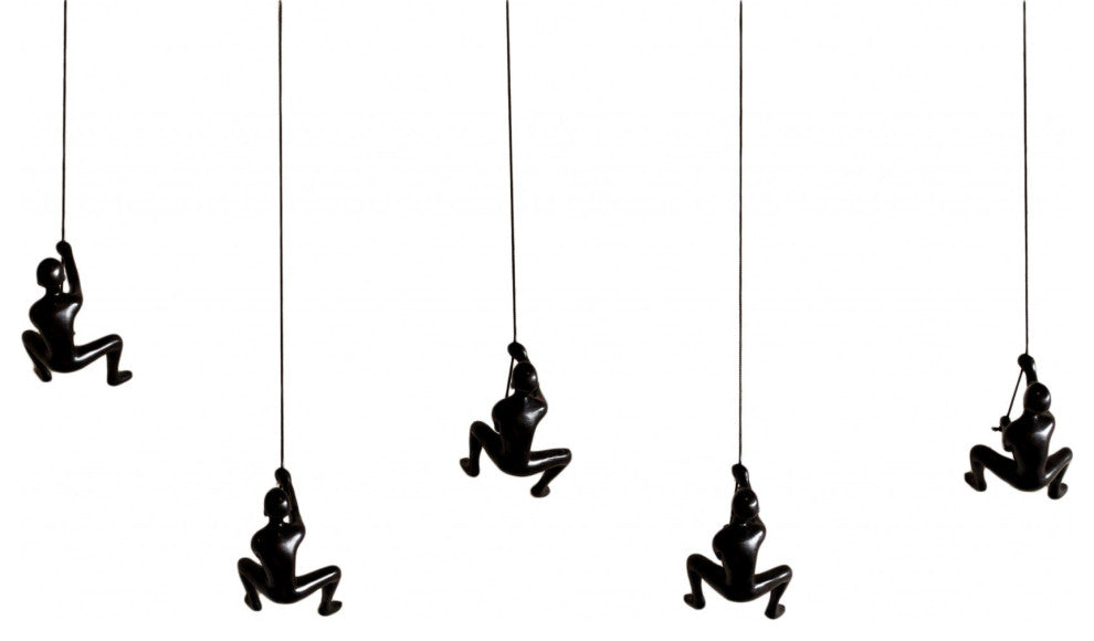 Set of Three 6" Black Resin Unique Climbing Men Wall Decor