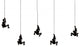 Set of Three 6" Black Resin Unique Climbing Men Wall Decor