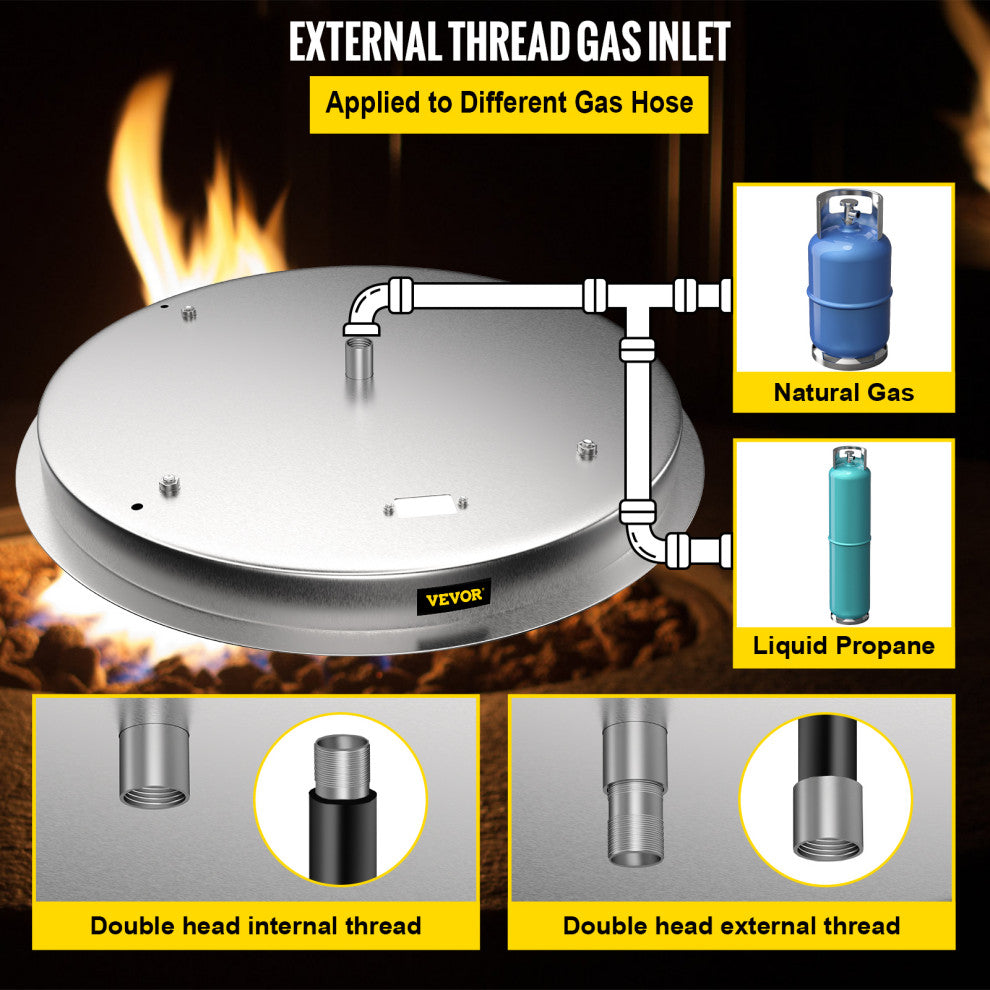 VEVOR Drop in Fire Pit Pan Gas Fire Pan 19" x 19" Fire Pit Pan Stainless Steel