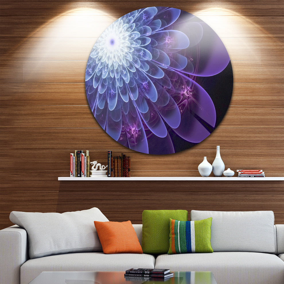 Purple Fractal Flower Petals Close-Up, Floral Round Wall Art, 23"