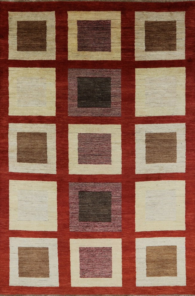 Persian Gabbeh Hand Knotted Oriental Rug 6'x9', P2592