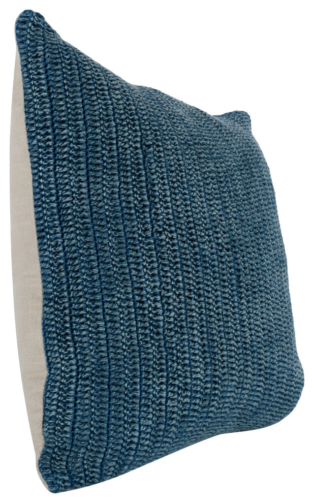 Marcie Knitted 22" Throw Pillow by Kosas Home, Blue