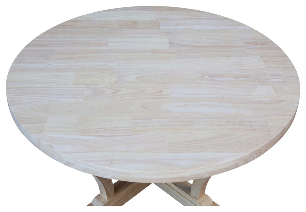 LaCasa Solid Wood Round Coffee Table, Unfinished