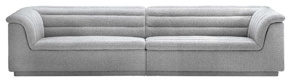 Cascade Upholstered Modular Sofa, Grey, Boucle Fabric, Straight Sofa