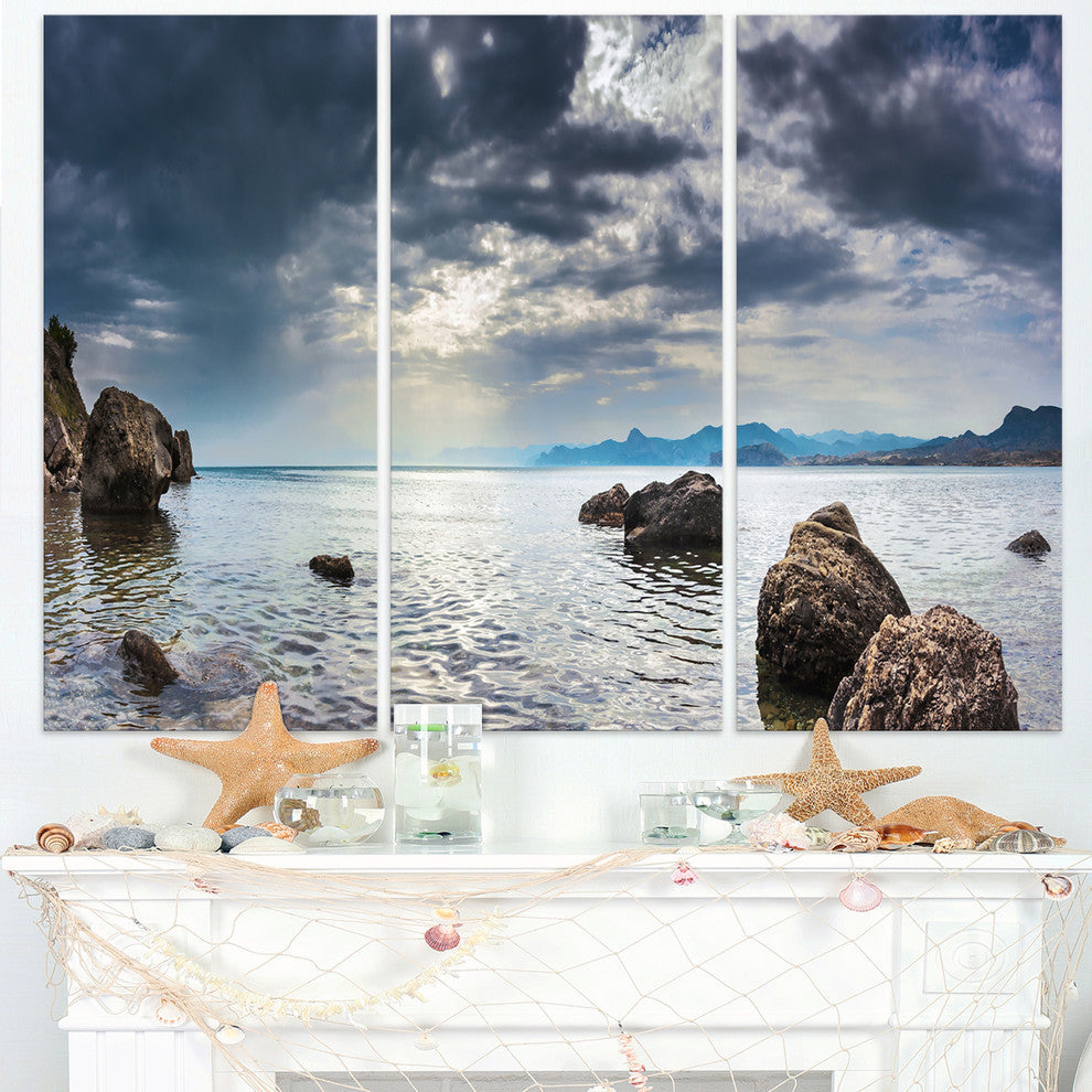 "Black Seas in Crimean Peninsula Panorama" Metal Wall Art, 3 Panels, 36"x28"