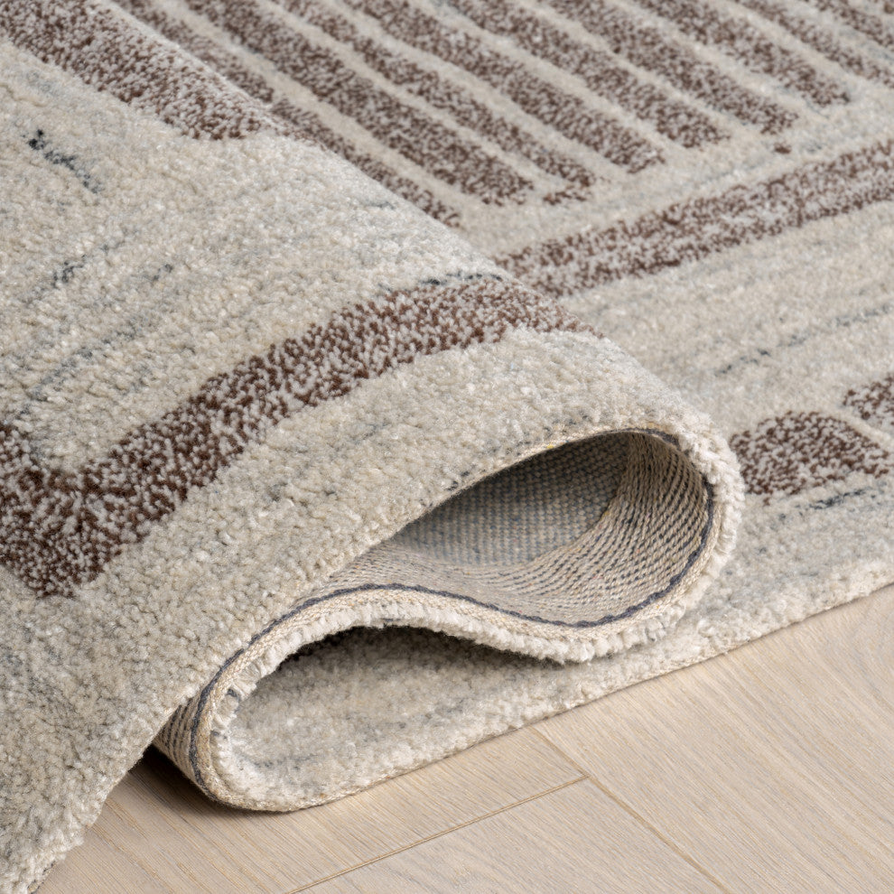 Villa Southwestern Wool Blend Area Rug, Brown 2' 6" x 8'