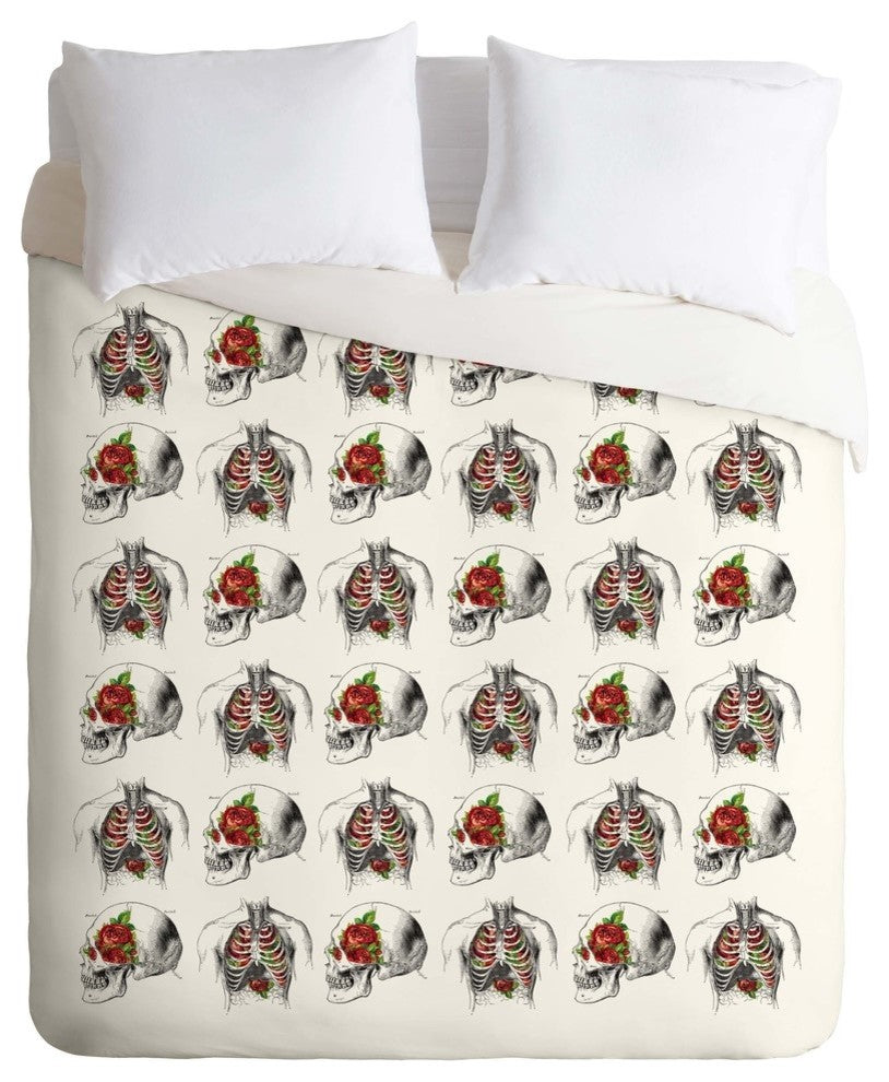 Deny Designs Iveta Abolina Skulls And Roses Duvet Cover - Lightweight