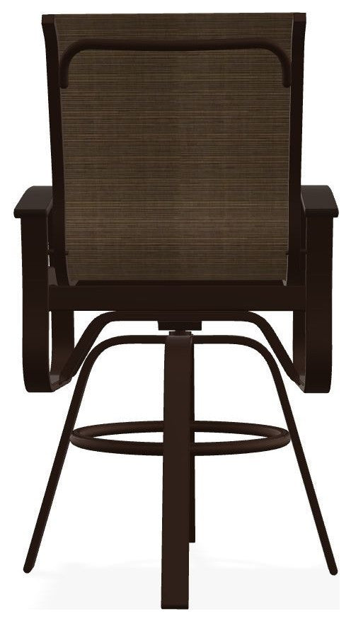 Belle Isle Sling Bar Height Outdoor Swivel Armchair, Bark/Kona